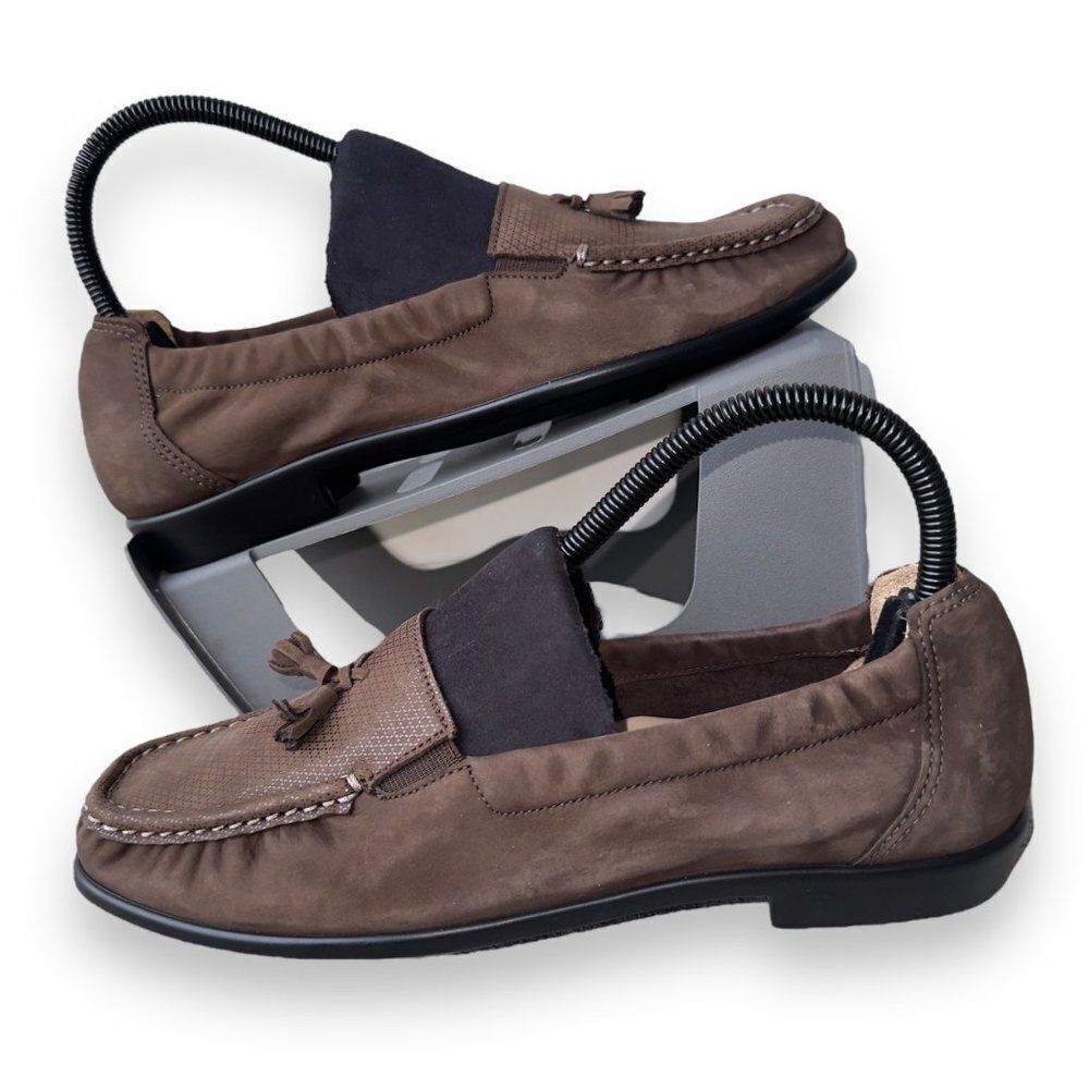 SAS Tasseled Slip-on Driving Loafers Brown Suede F68652755 Women's 8.5M